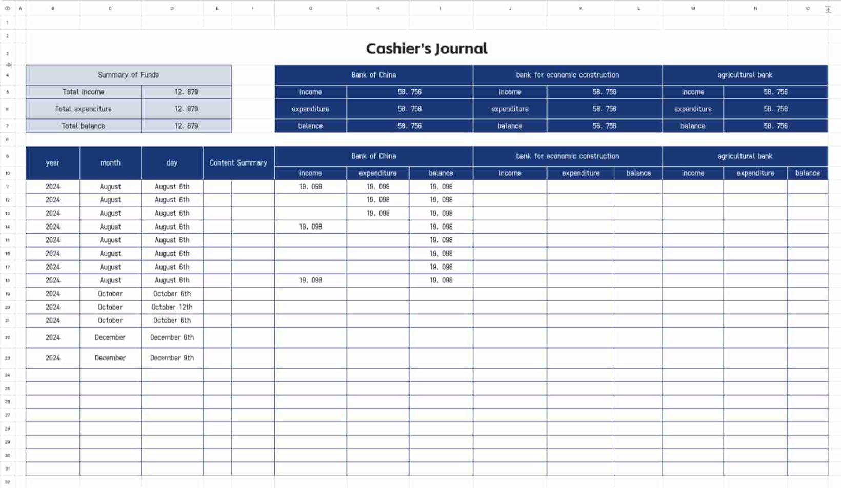 Cashier's journal